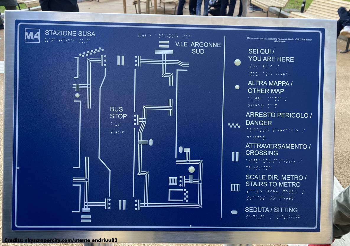 Mappa tattile aree esterne stazione Susa